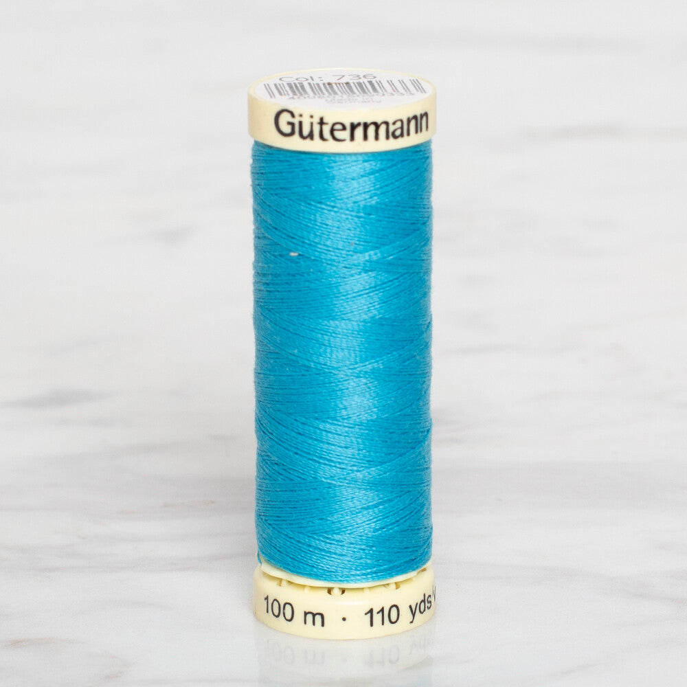 Gütermann Sewing Thread, 100m, Turquoise  - 736