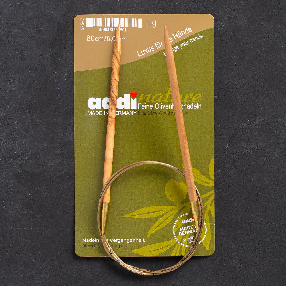 Addi Olive Wood 5mm 80cm Circular Knitting Needles - 575-7