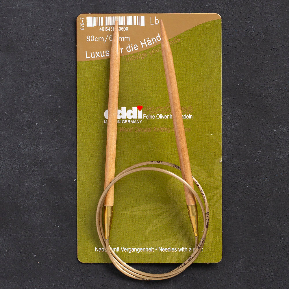 Addi Olive Wood 6mm 80cm Circular Knitting Needles - 575-7