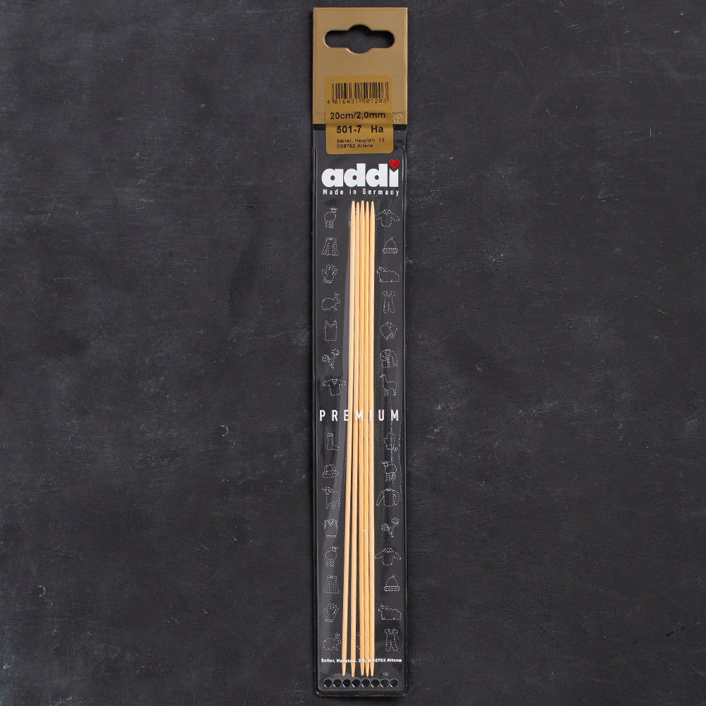 Addi 2mm 20cm Bamboo Double-pointed Needles - 501-7/20/2