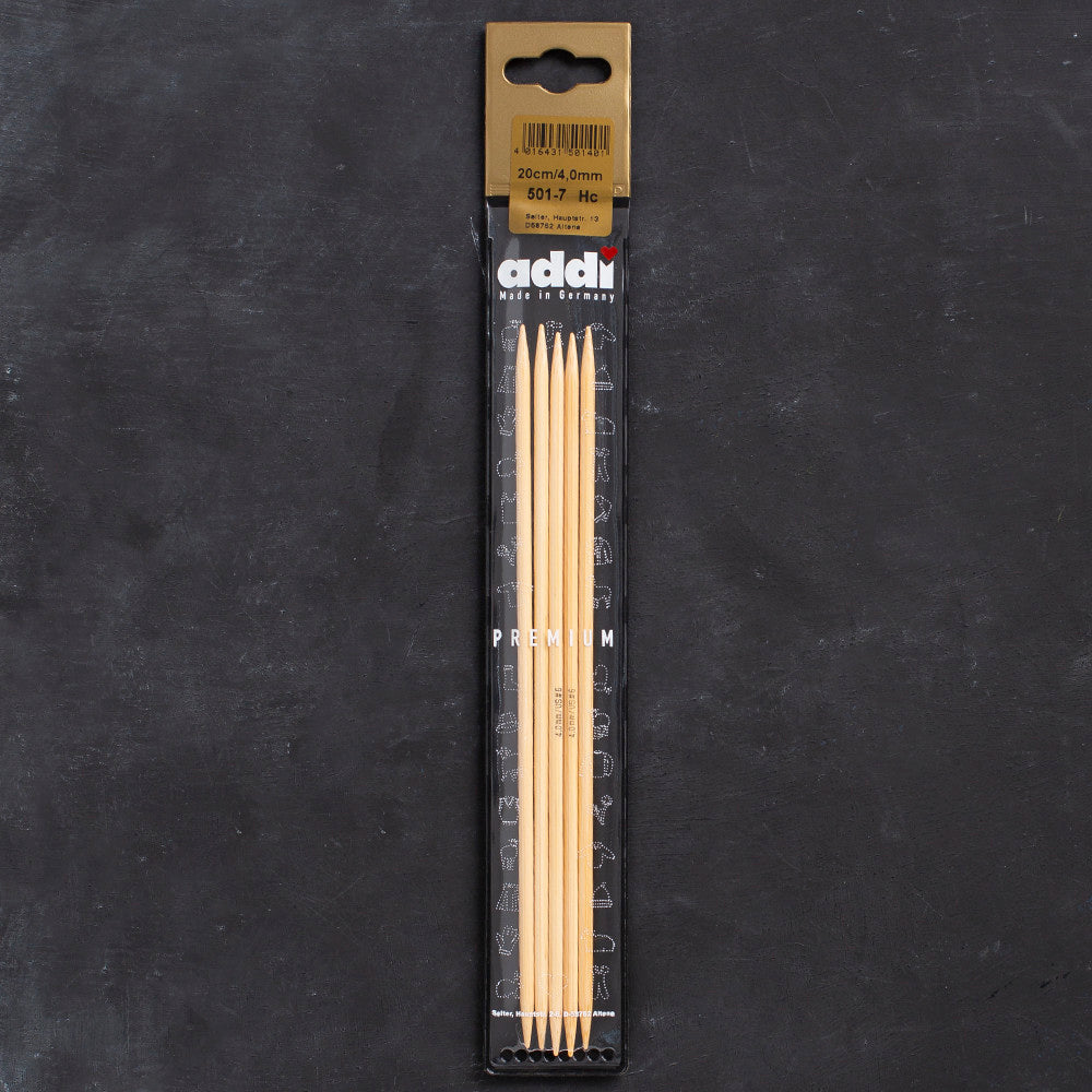 Addi 4mm 20cm Bamboo Double-pointed Needles - 501-7/20/4