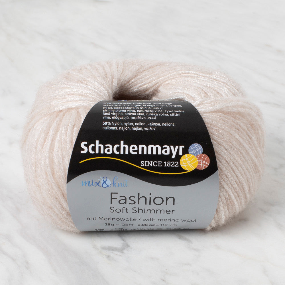  Schachenmayr Fashion Soft Shimmer 25 gr Knitting Yarn, Cream - 9807356 - 00002