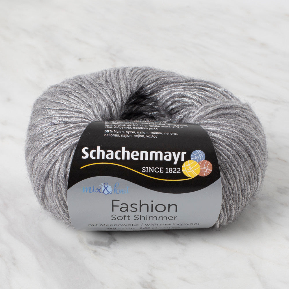 Schachenmayr Fashion Soft Shimmer 25 gr Knitting Yarn, Grey - 9807356 - 00093