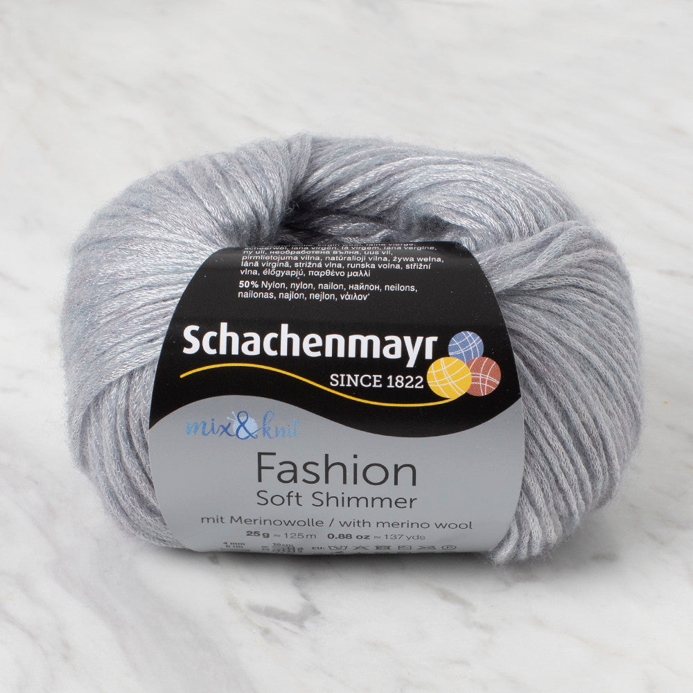 Schachenmayr Fashion Soft Shimmer 25 gr Knitting Yarn, Light Grey - 9807356 - 00056