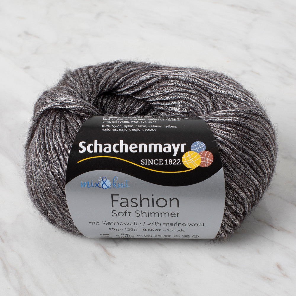  Schachenmayr Fashion Soft Shimmer 25 gr Knitting Yarn, Dark Grey - 9807356 - 00098