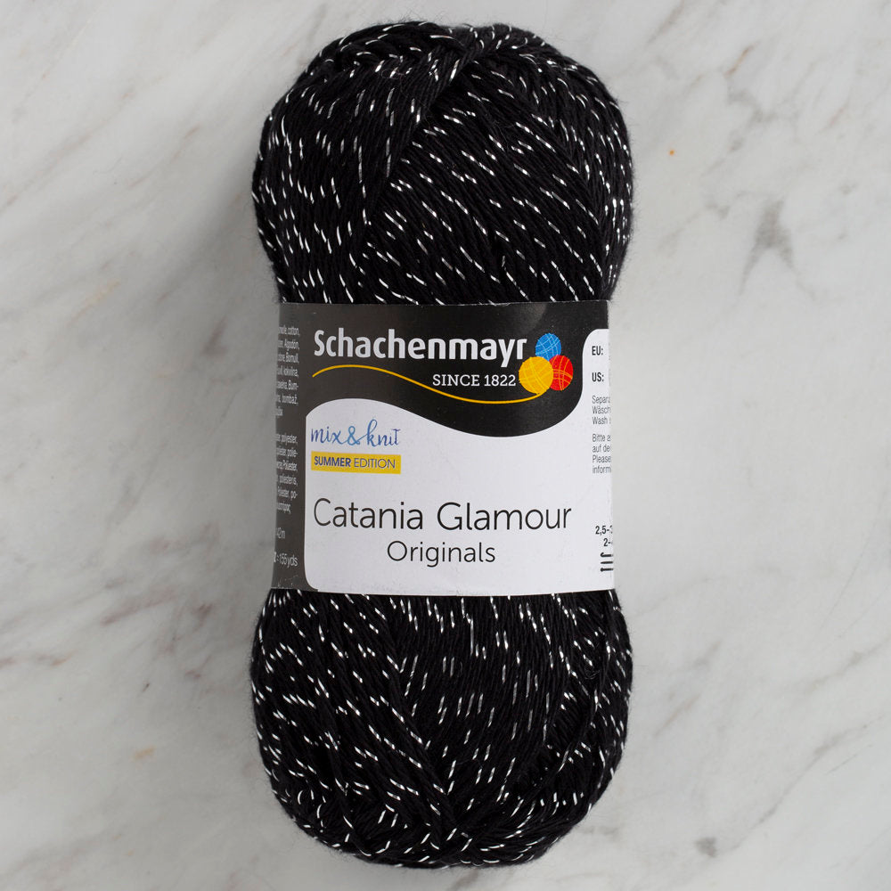 Schachenmayr Catania Glamour 50g Sparkly Yarn, Black - 00199