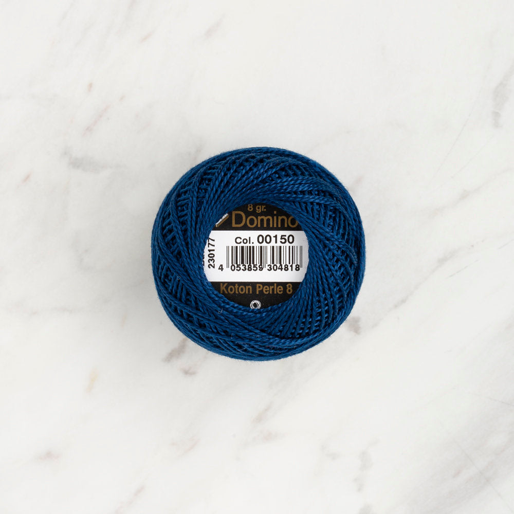Domino Cotton Perle Size 8 Embroidery Thread (8 g), Dark Blue - 4598008-00150