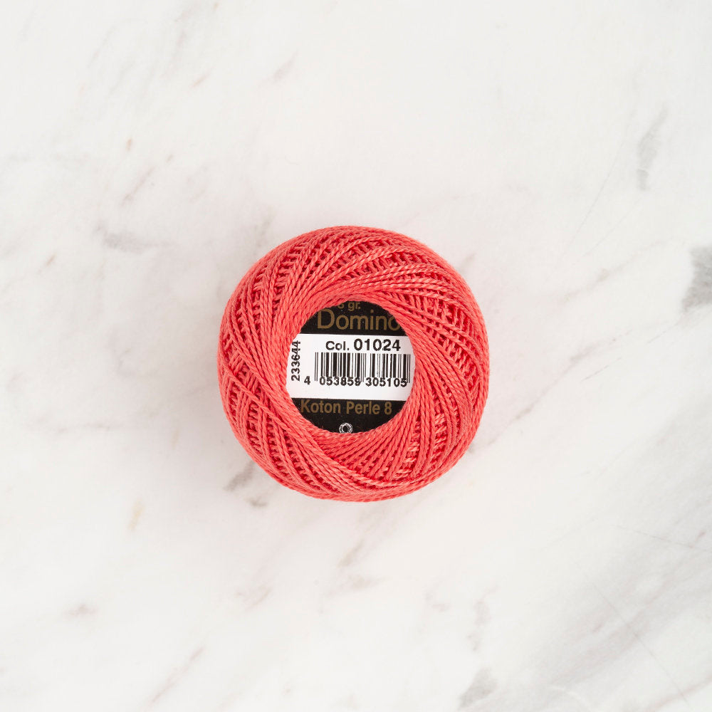 Domino Cotton Perle Size 8 Embroidery Thread (8 g), Vermilion - 4598008-01024