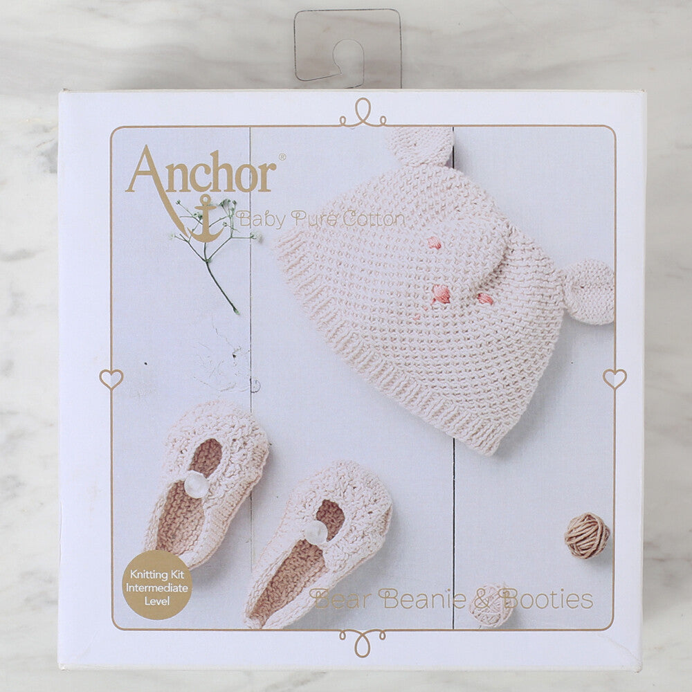 Anchor Baby Pure Cotton Bear Beanie & Booties Kit, Cream - A28B001-09072