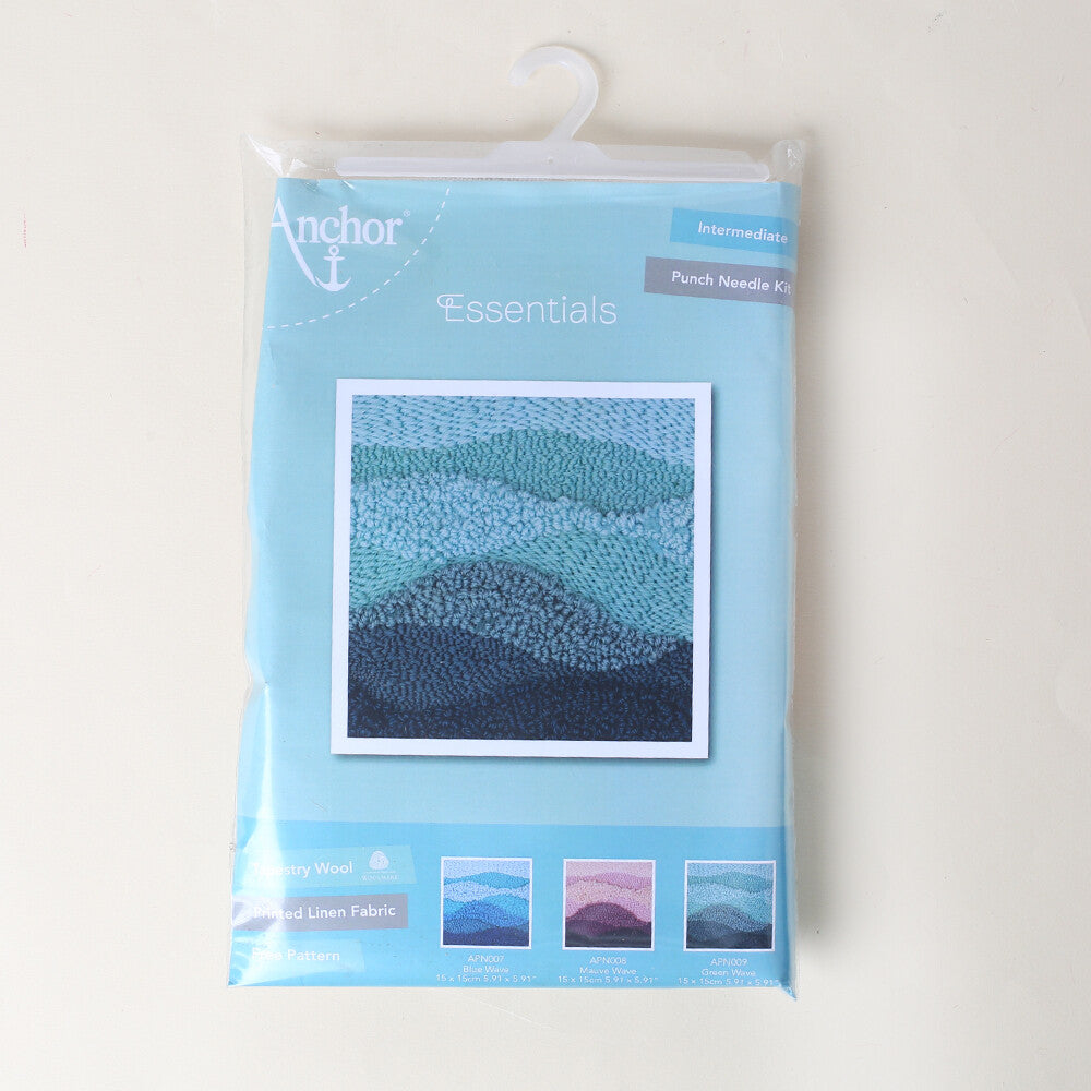 Anchor 15x15cm Punch Needle Green Wave Kit - APN009