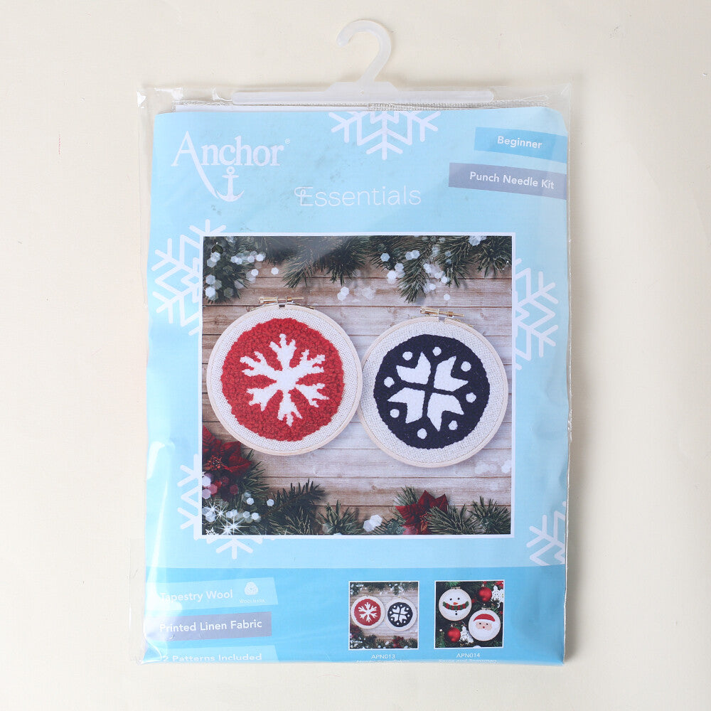 Anchor Punch Needle Kit Set in 2, Nordic Snowflakes - APN013
