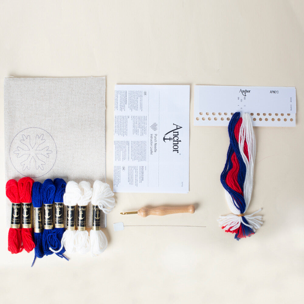 Anchor Punch Needle Kit Set in 2, Nordic Snowflakes - APN013