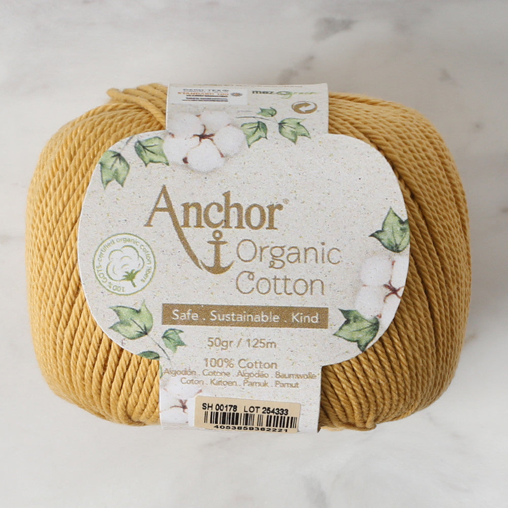 Anchor Organic Cotton Knitting Yarn, Mustard - SH 00178