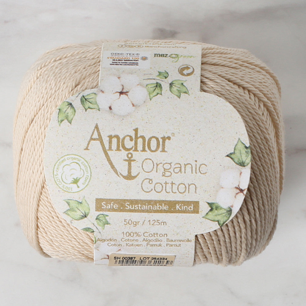 Anchor Organic Cotton Knitting Yarn, Light Beige - SH 00387