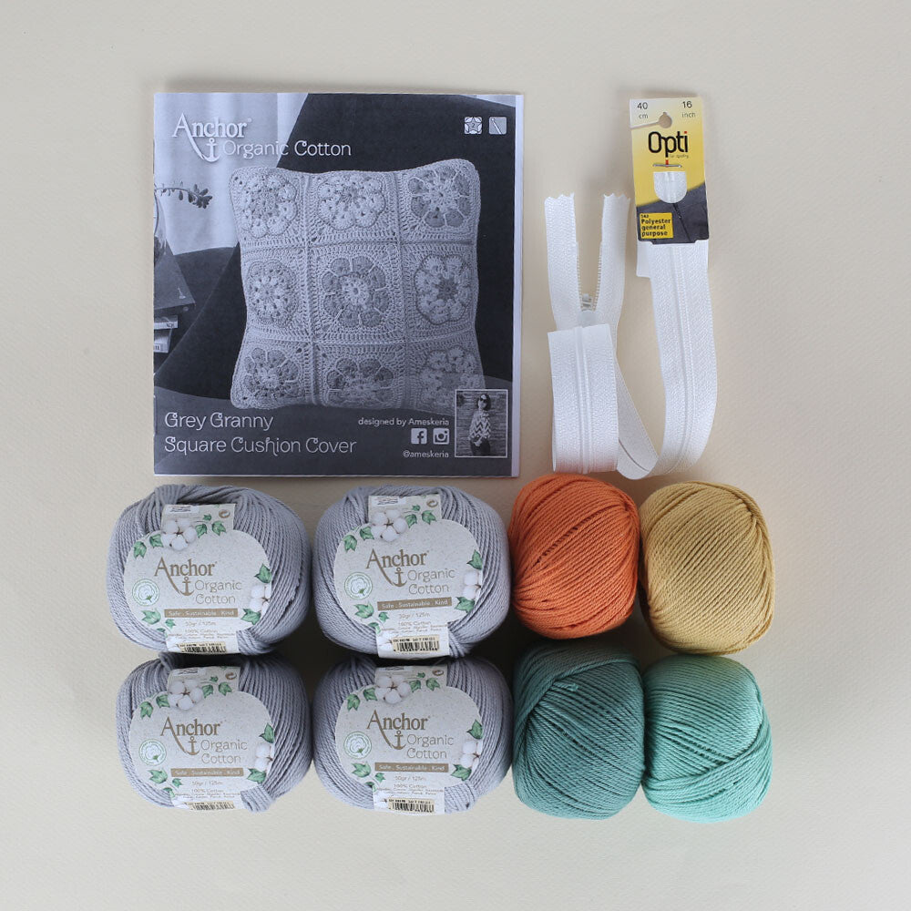 Anchor Organic Cotton Cushion Kit, Granny Square - Art:A28G001-09063