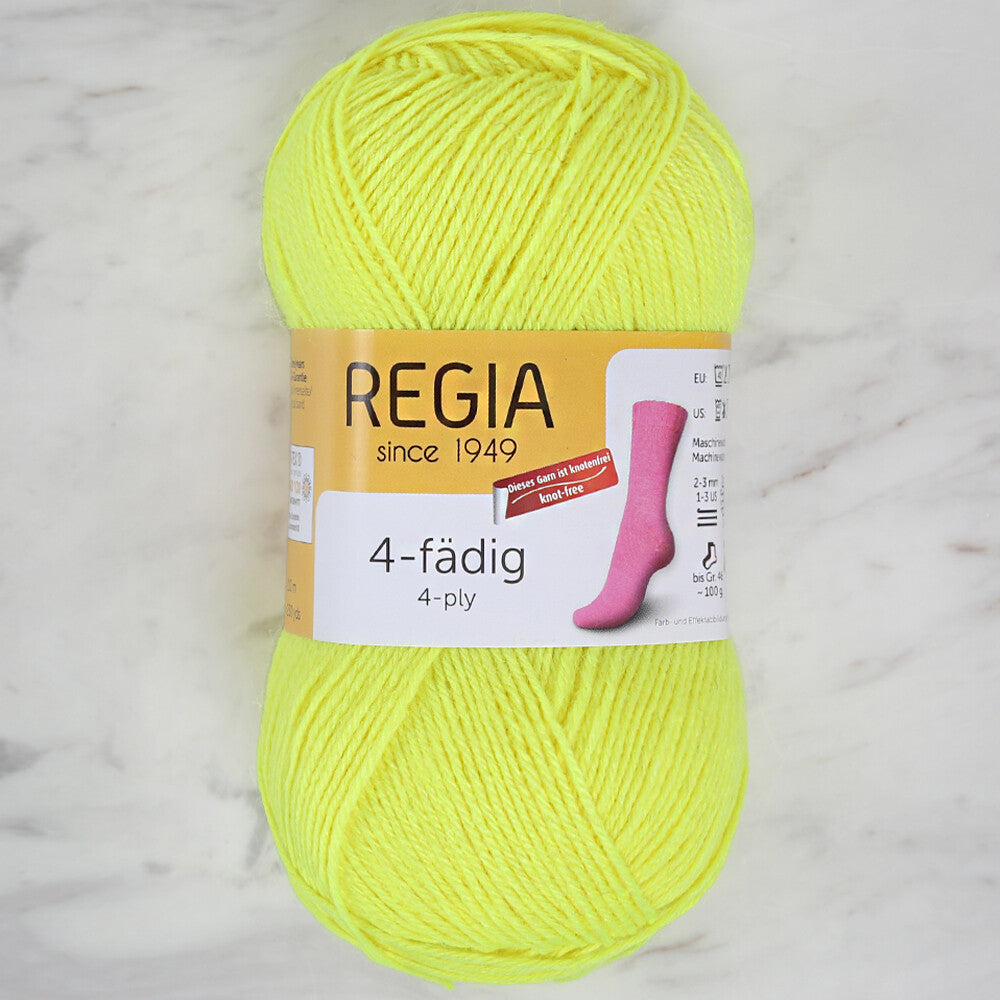 Schachenmayr Regia 4-PLY 50gr Sock Yarn, Neon Yellow - 02090