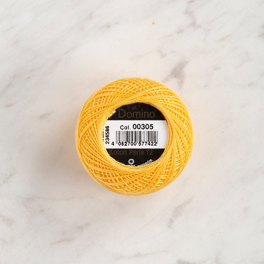 Domino Cotton Perle Size 12 Embroidery Thread (5 g), Light Yellow - 4590012-305
