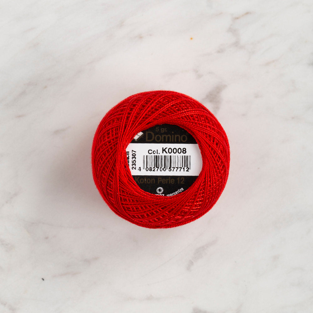 Domino Cotton Perle Size 12 Embroidery Thread (5 g), Red - 4590012-K0008