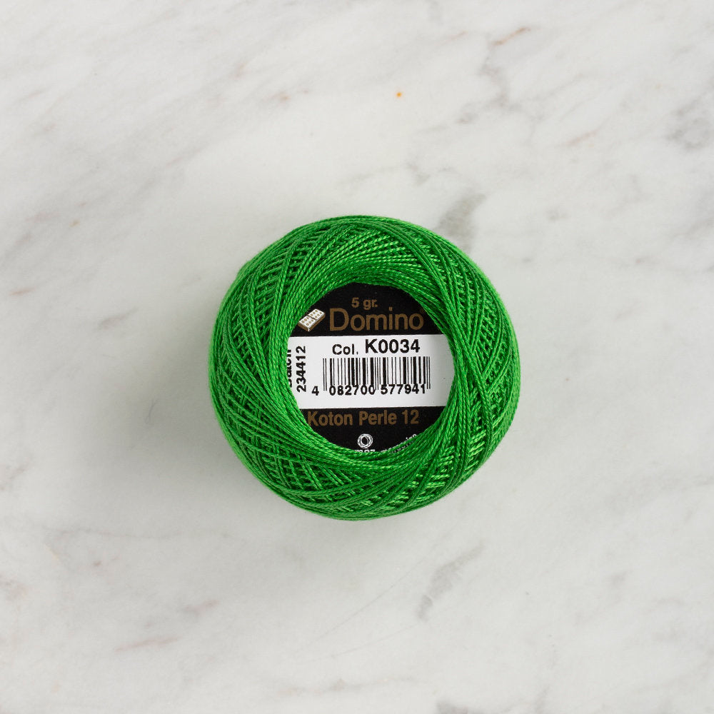 Domino Cotton Perle Size 12 Embroidery Thread (5 g), Green - 4590012-K0034