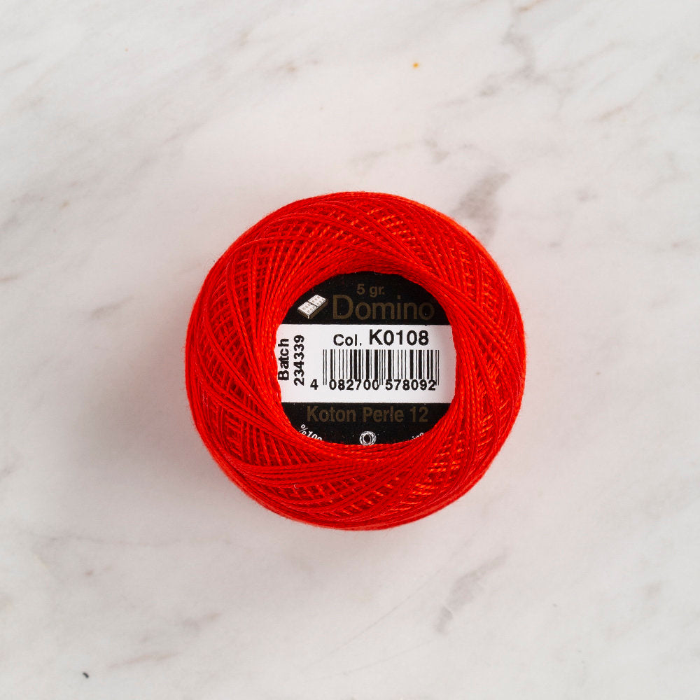 Domino Cotton Perle Size 12 Embroidery Thread (5 g), Red - 4590012-K0108