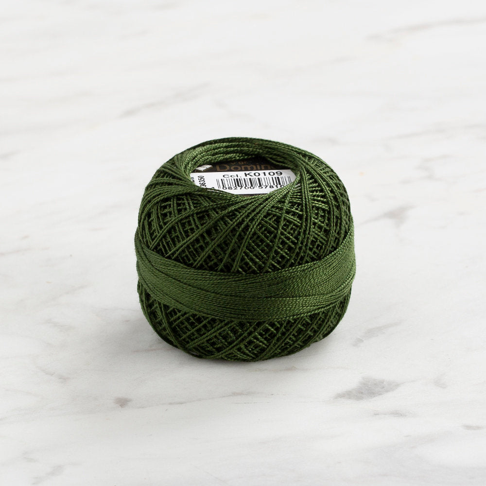 Domino Cotton Perle Size 12 Embroidery Thread (5 g), Khaki Green - 4590012-K0109