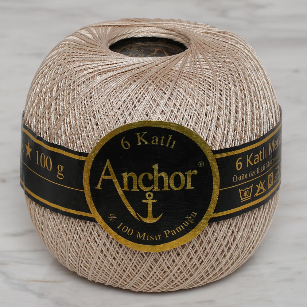 Anchor 6-Ply No:26 100 g Mercerized Cotton Lace Yarn, Ecru