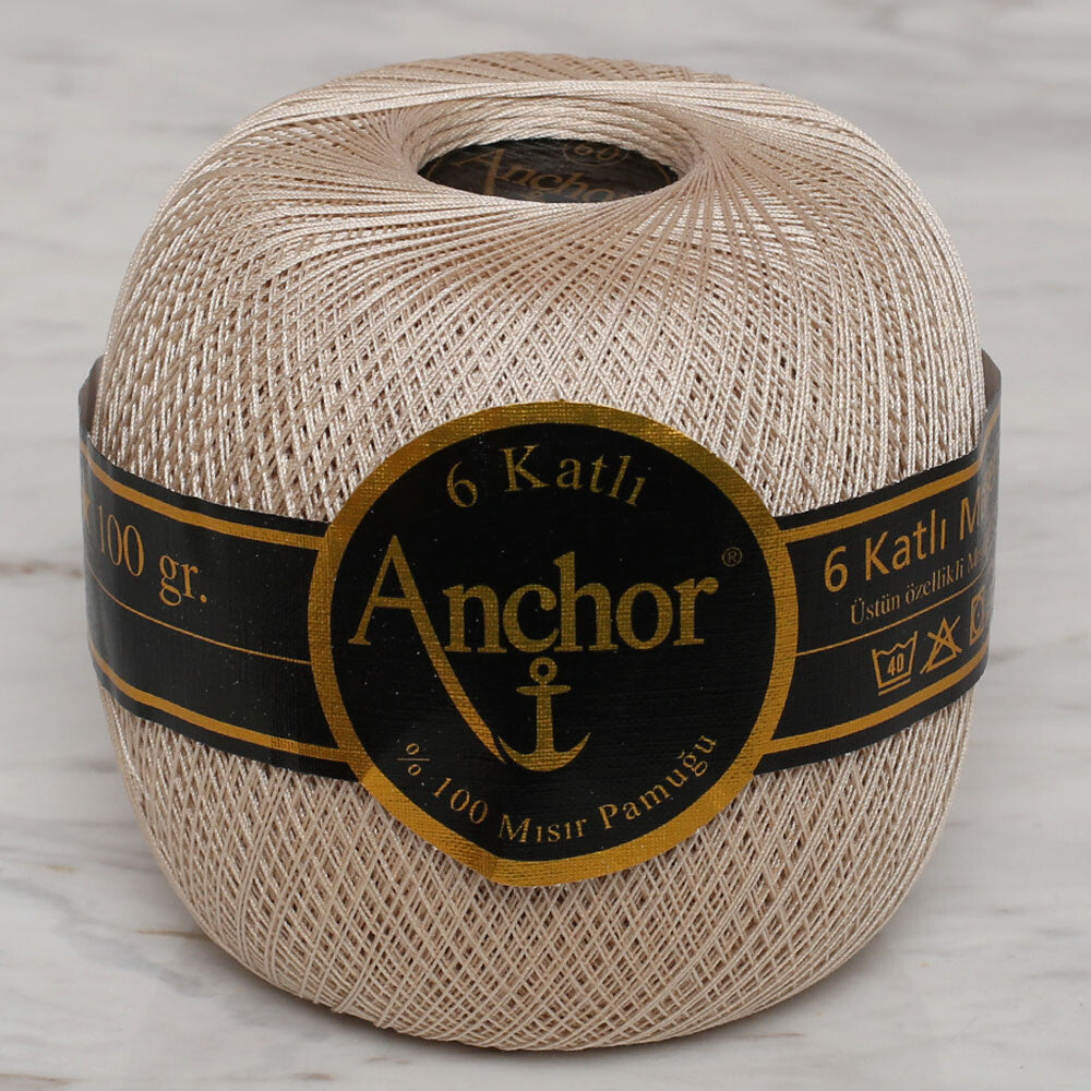 Anchor 6-Ply No:60 100 g Mercerized Cotton Lace Yarn, Ecru
