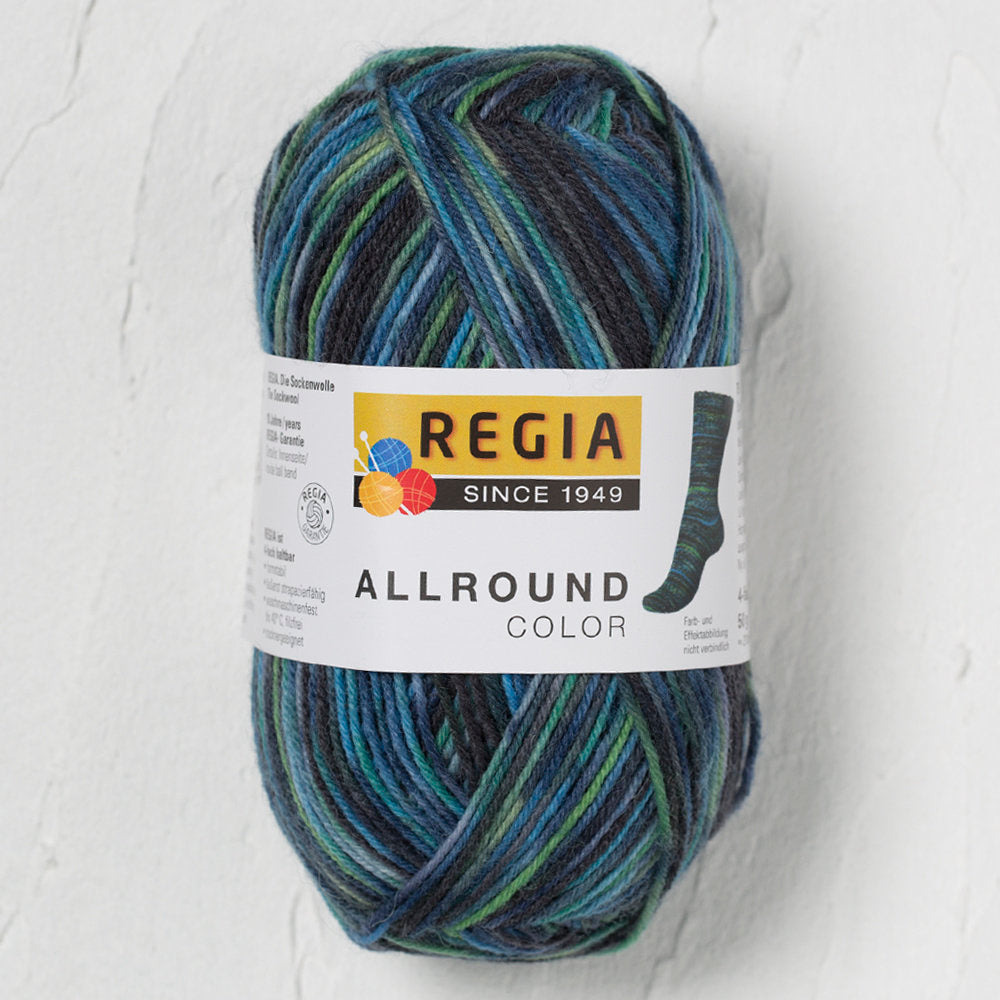 Schachenmayr  Regia 4-Ply 50gr Color Sock Yarn, Multi Blue - 9801281-04969