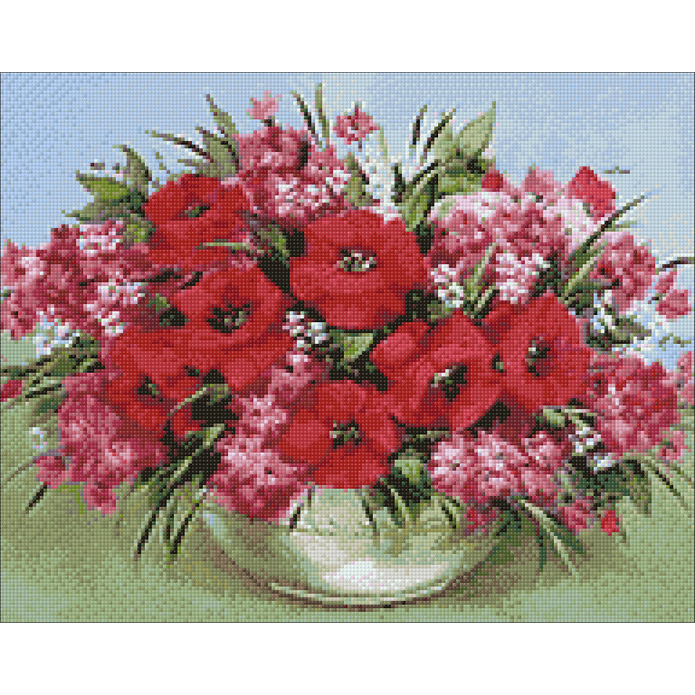 Collection D Art Poppy Bouquet on The Table 48x38 Mosaic Kit - D4605