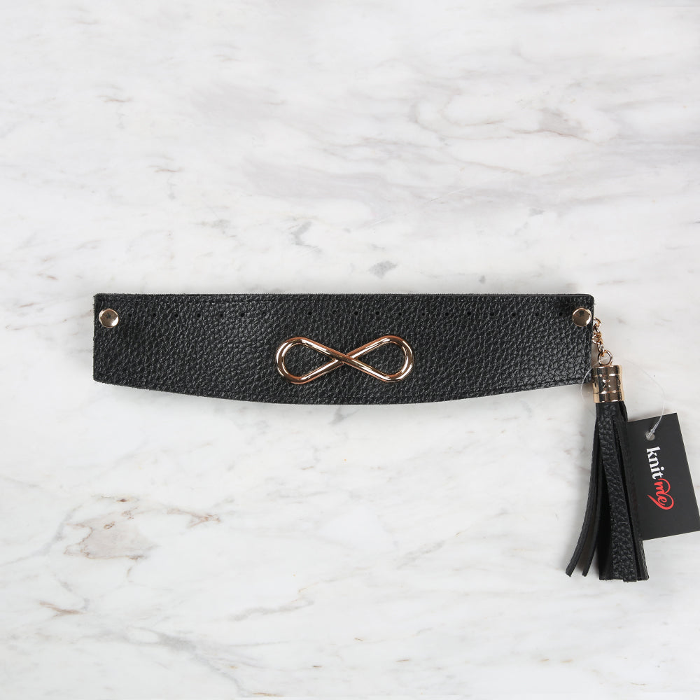 Knitme Stitched Buckle Bag Mouth 25x6 cm Black BA-0070