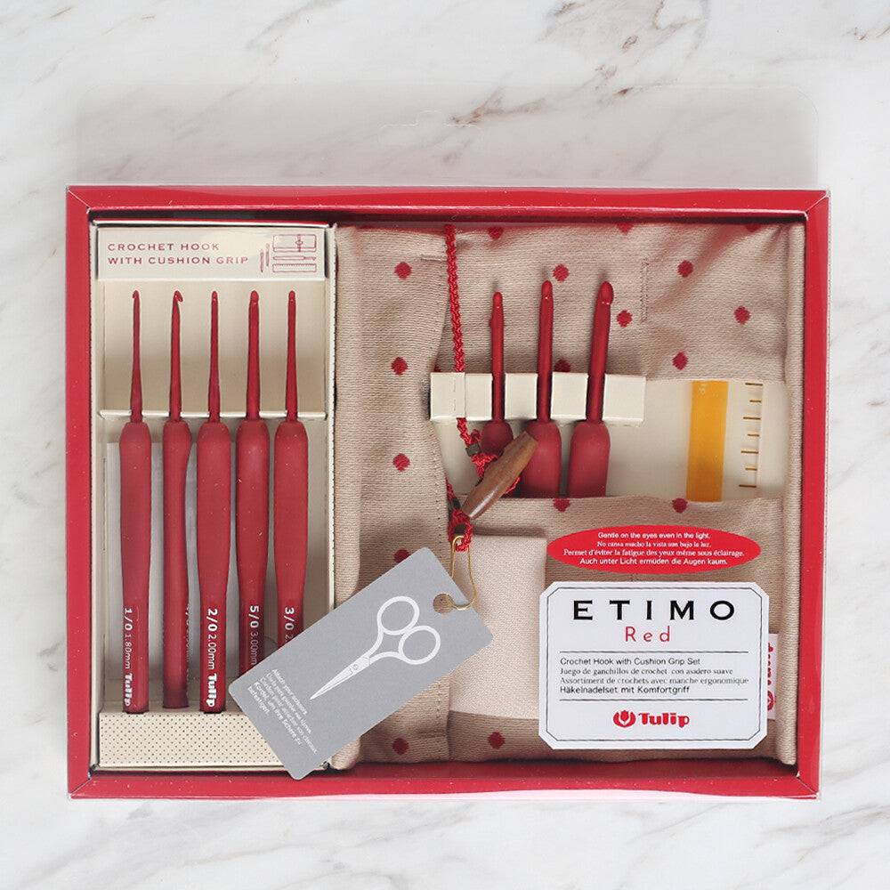 Tulip Etimo Red Crochet Hook with Cushion Grip Set