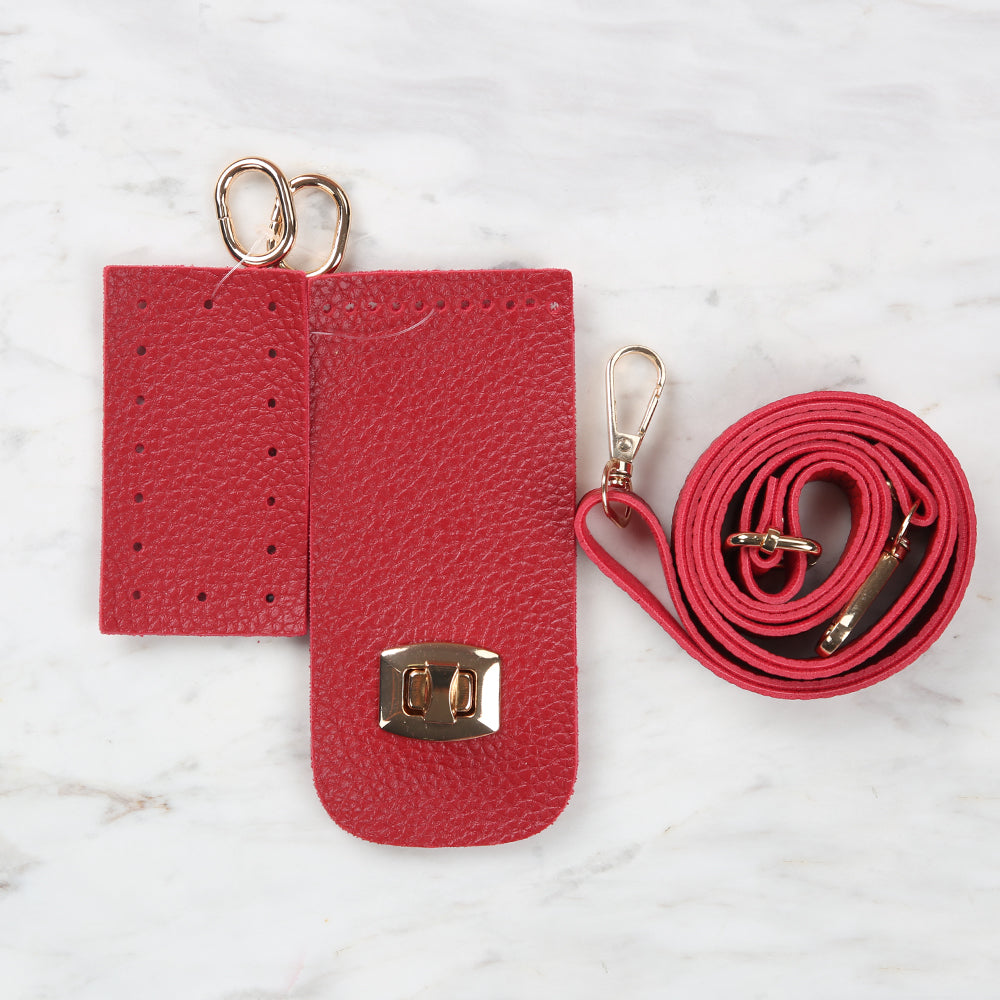 Knitted Base, Clip Phone Set 6.5x14 cm Red BA-0058
