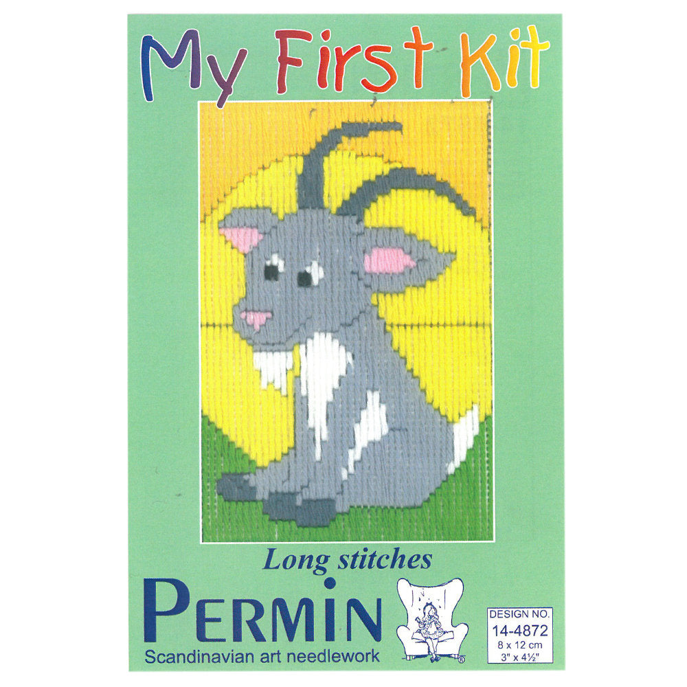 Permin My First Kit 8x12 cm Printed Long Stitch Kit, Goat - 14-4872