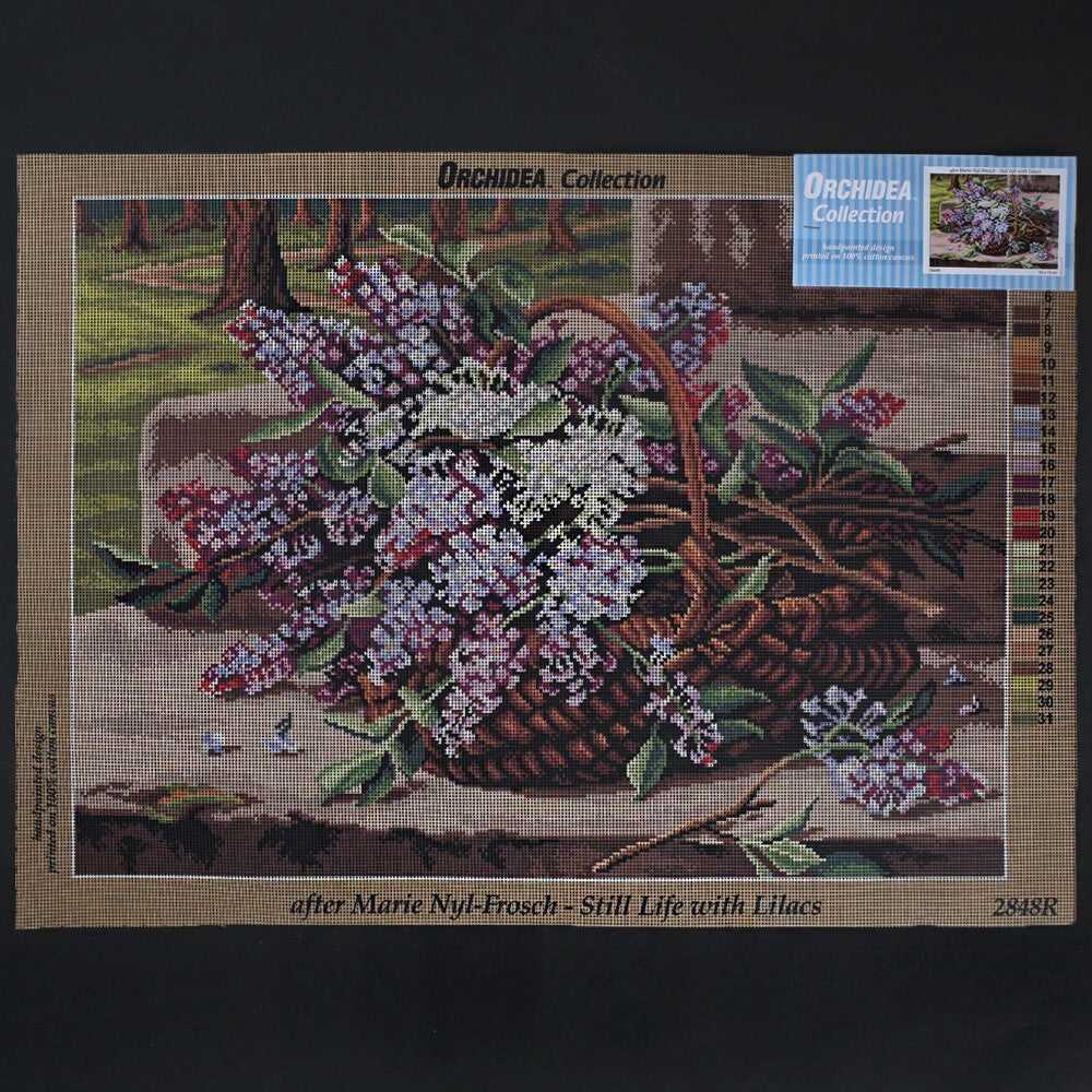 Orchidea 50x70 cm Marie Nyl - Frosch - Still Life With Lilacs Printed Gobelin 2848R