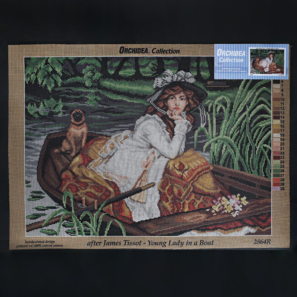 Orchidea 50x70 cm James Tissot - Young Lady in A Boat Printed Gobelin 2864R