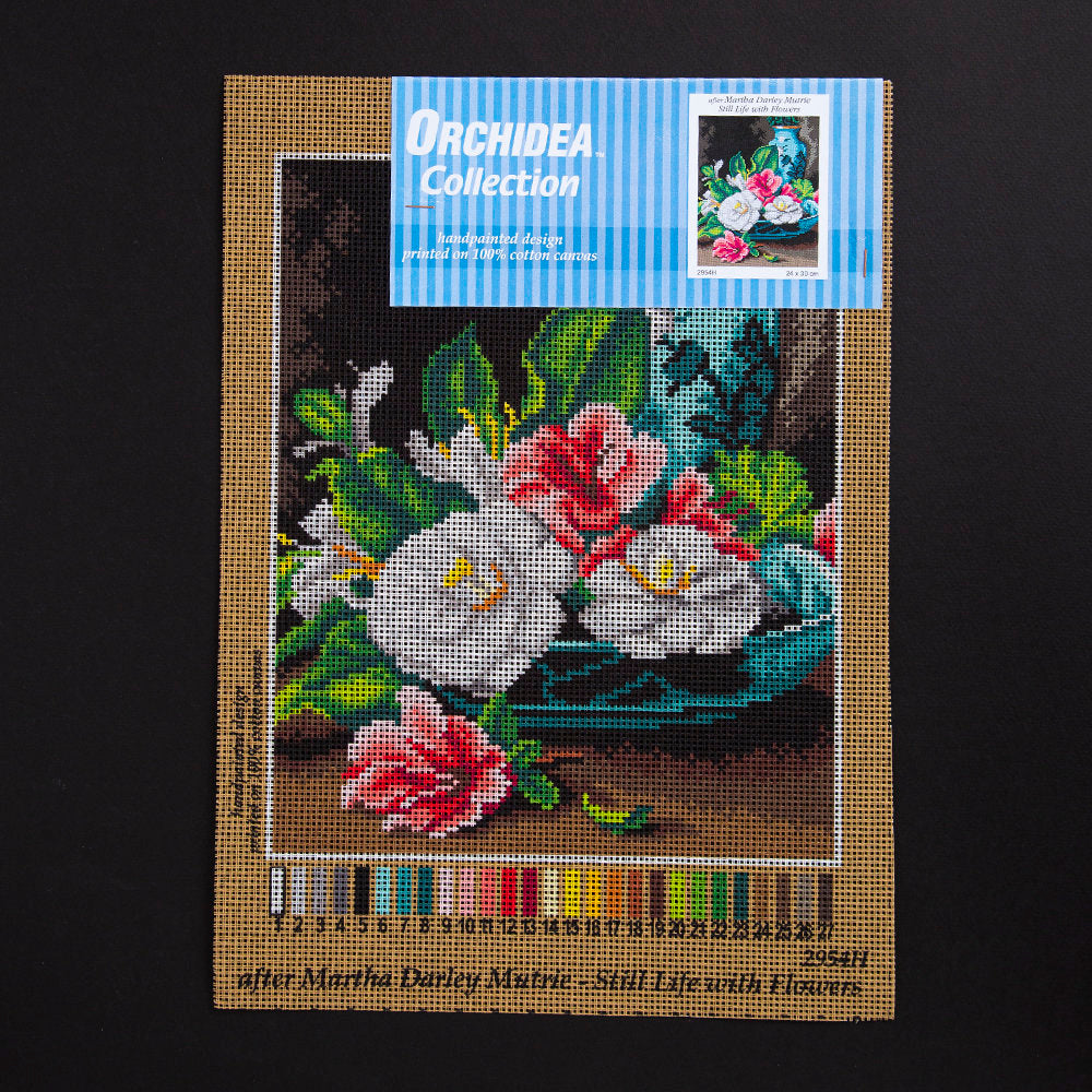 Orchidea 24x30cm Printed Gobelin, Martha Darley Mutrie - Still Life with Flowers - 2954H