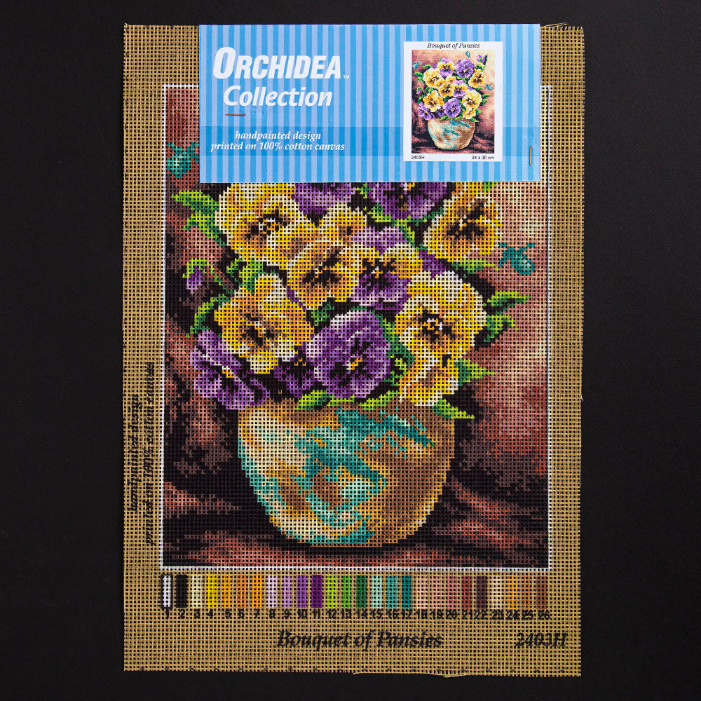 Orchidea 24x30cm Printed Gobelin, Bouquet of Pansies - 2403H