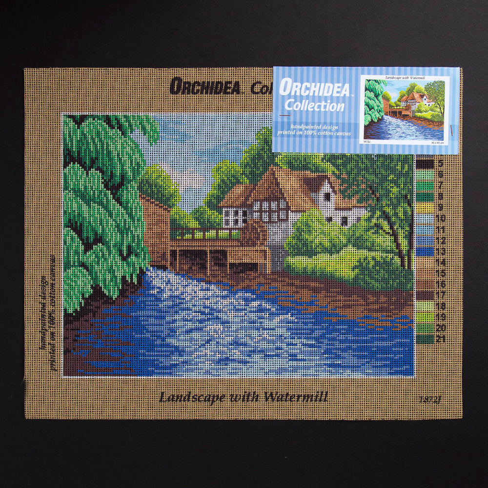 Orchidea 30x40cm Printed Gobelin, Landscape with Watermill - 1872J