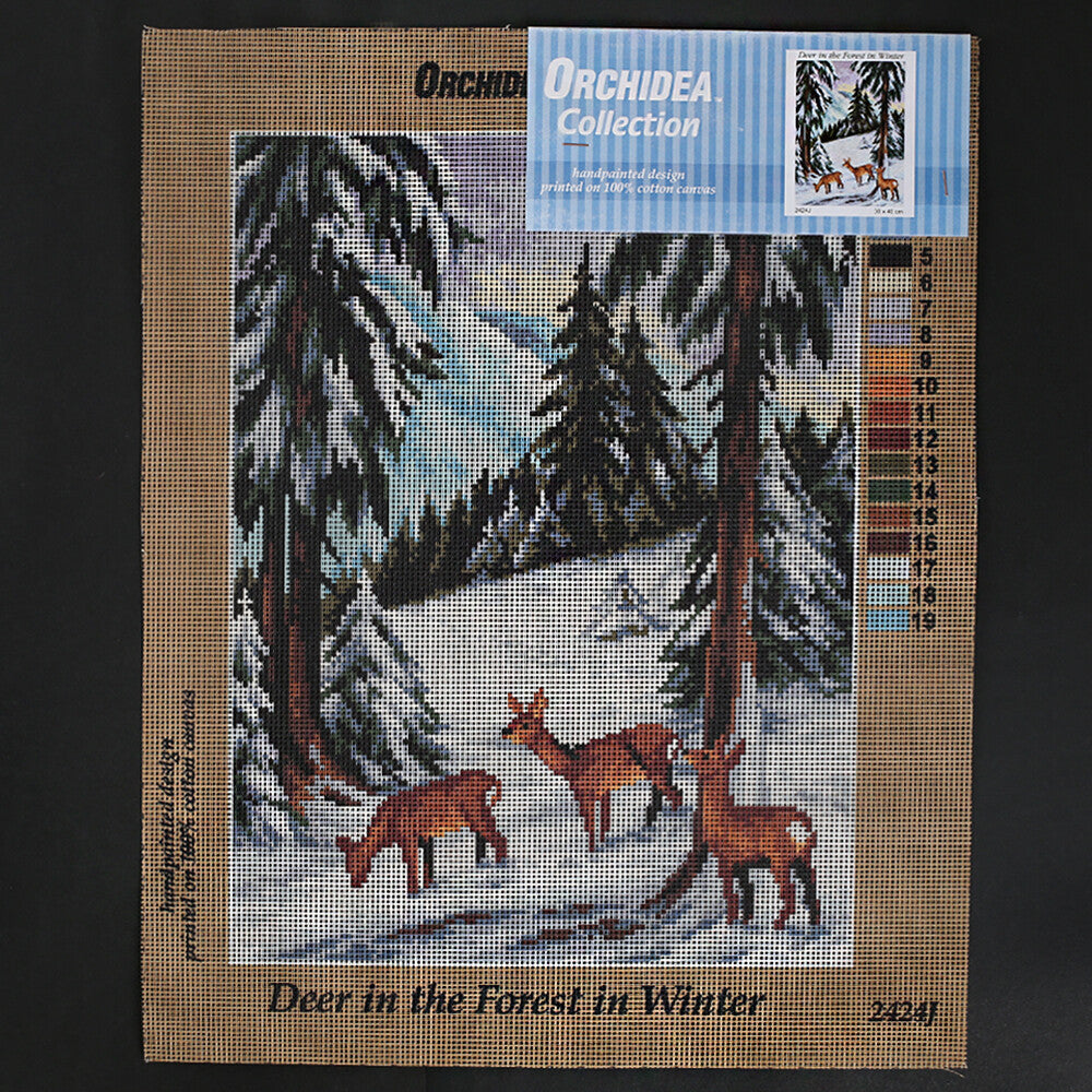 Orchidea 30x40 cm Deer in The Forest in Winter Printed Gobelin 2424J