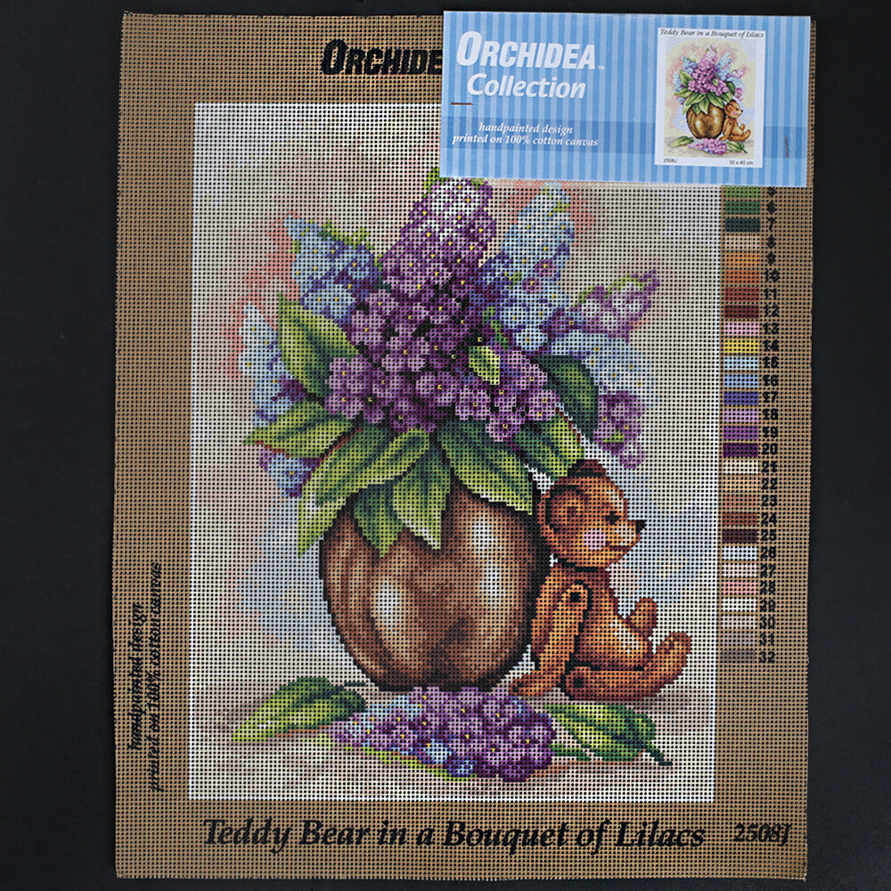 Orchidea 30x40 cm Teddy Bear in A Bouquet Of Lilacs Printed Gobelin 2508J