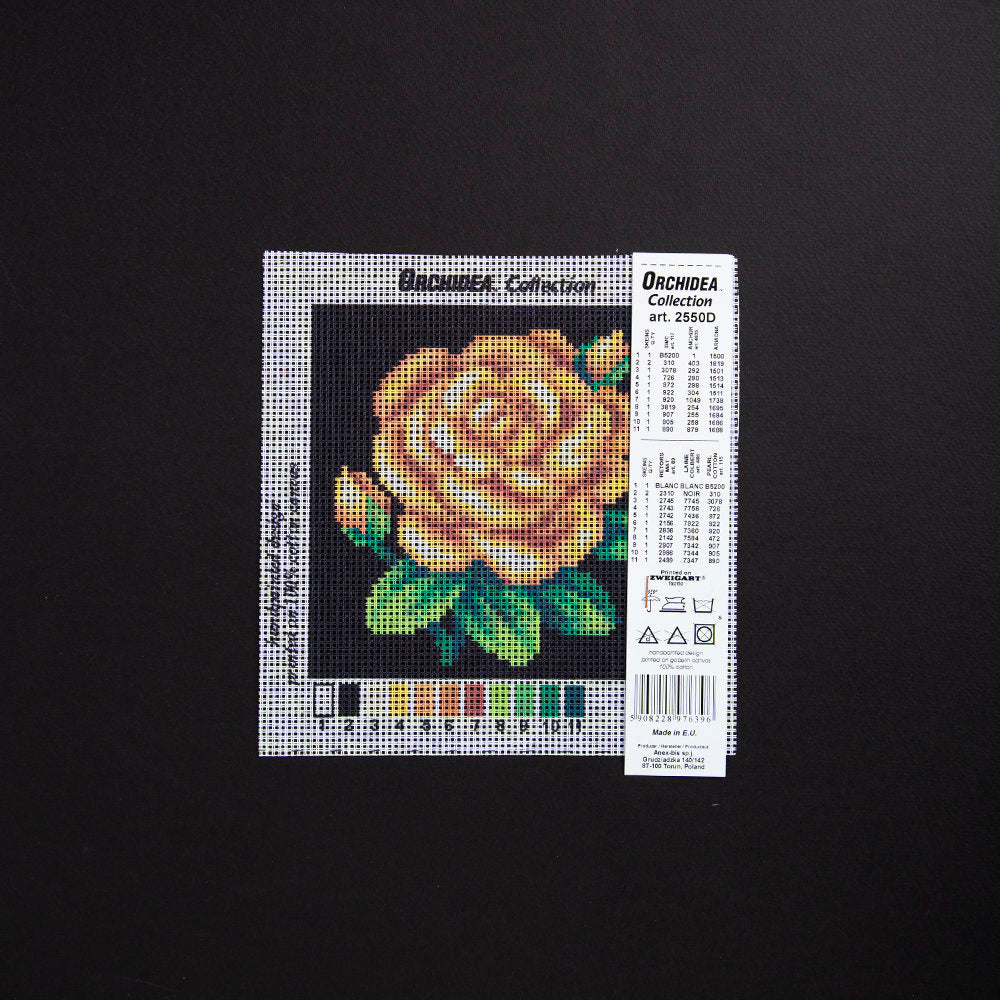 Orchidea 15x15cm Printed Gobelin, Yellow Rose - 2550D