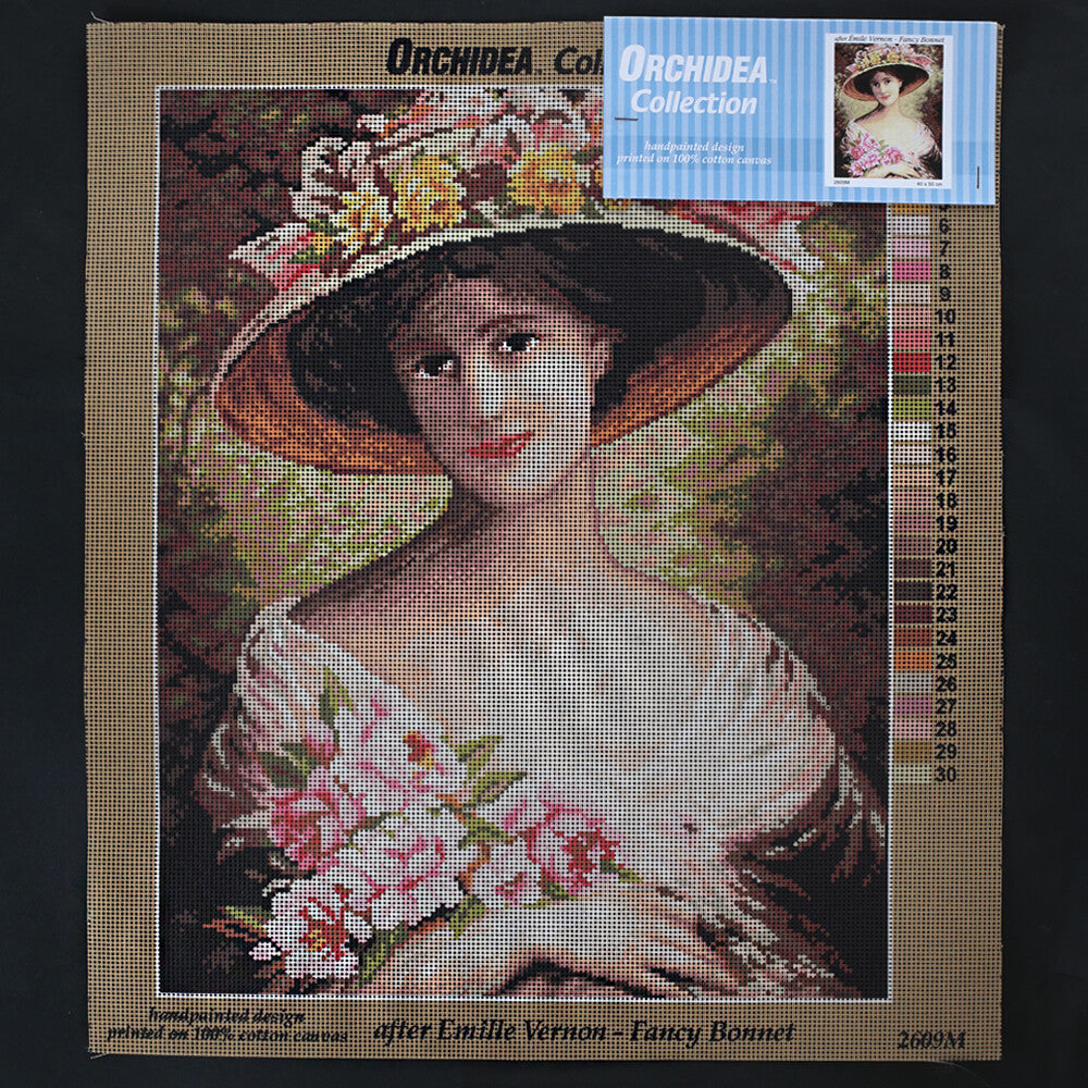 Orchidea 40x50 cm Emile Vernon - Fancy Bonnet Printed Gobelin 2609M