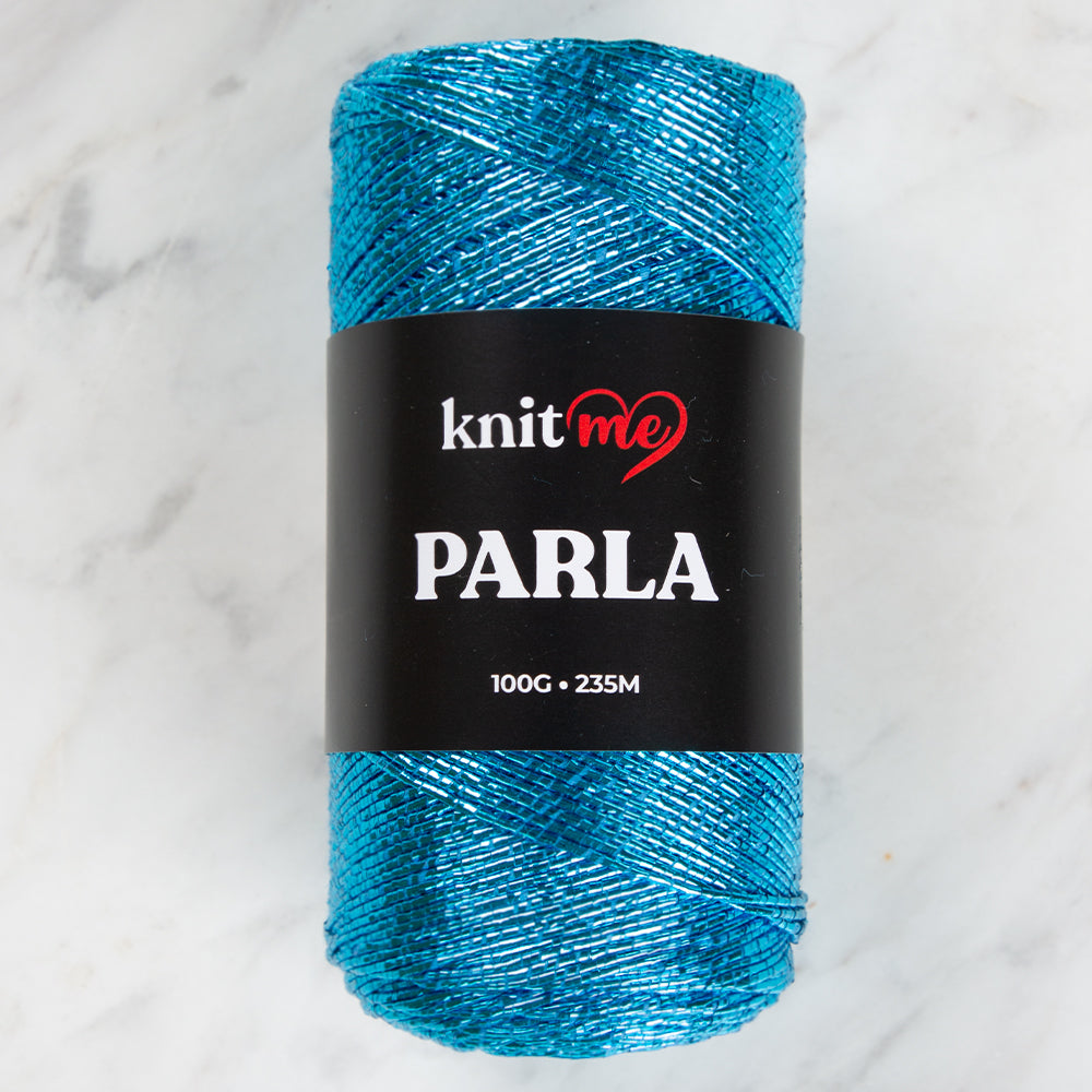 Knitme Parla Glitter Knitting Yarn - Blue.