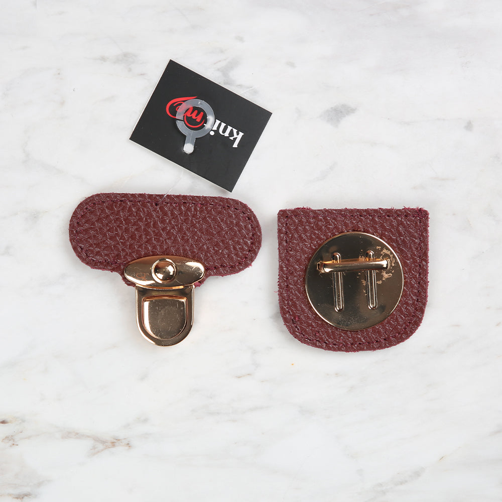 Knitme Stitched Lock 6x6 cm Claret Red BA-0067