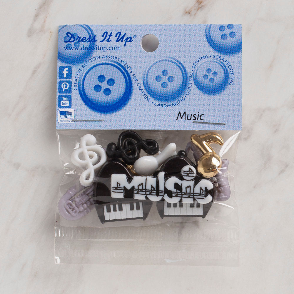 Dress It Up Creative Button Assortment, Music - 340