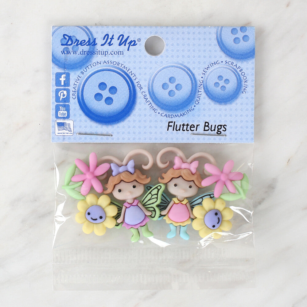 Dress It Up Creative Button Assortment, Flutter Bugs - 8294