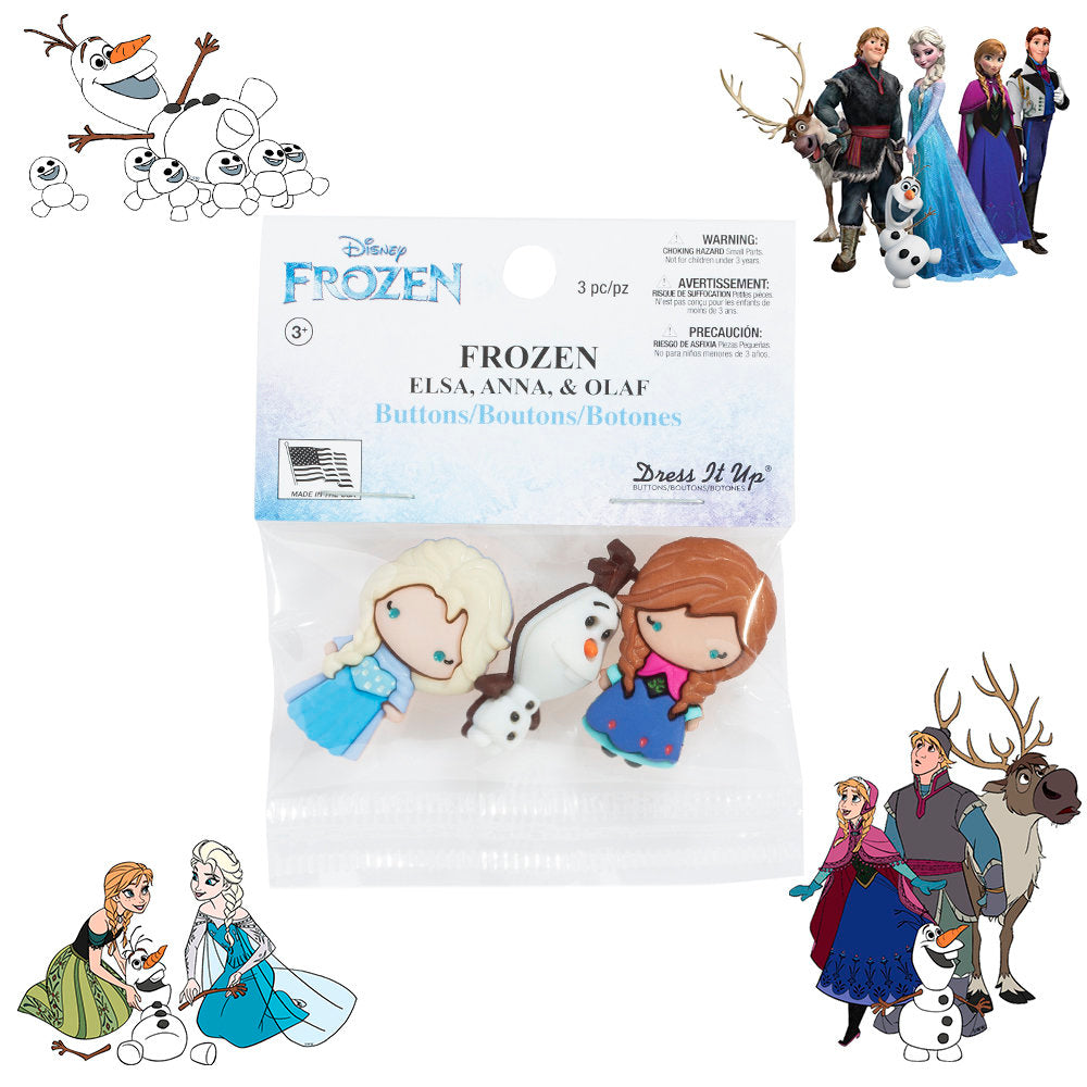 Dress It Up Creative Button Assortment, Frozen Elsa, Anna, Olaf - 8953