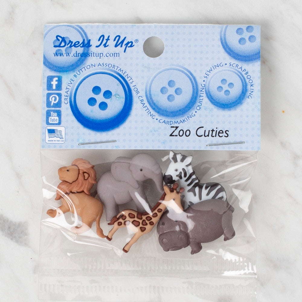 Dress It Up Creative Button Assortment, Zoo Cuties