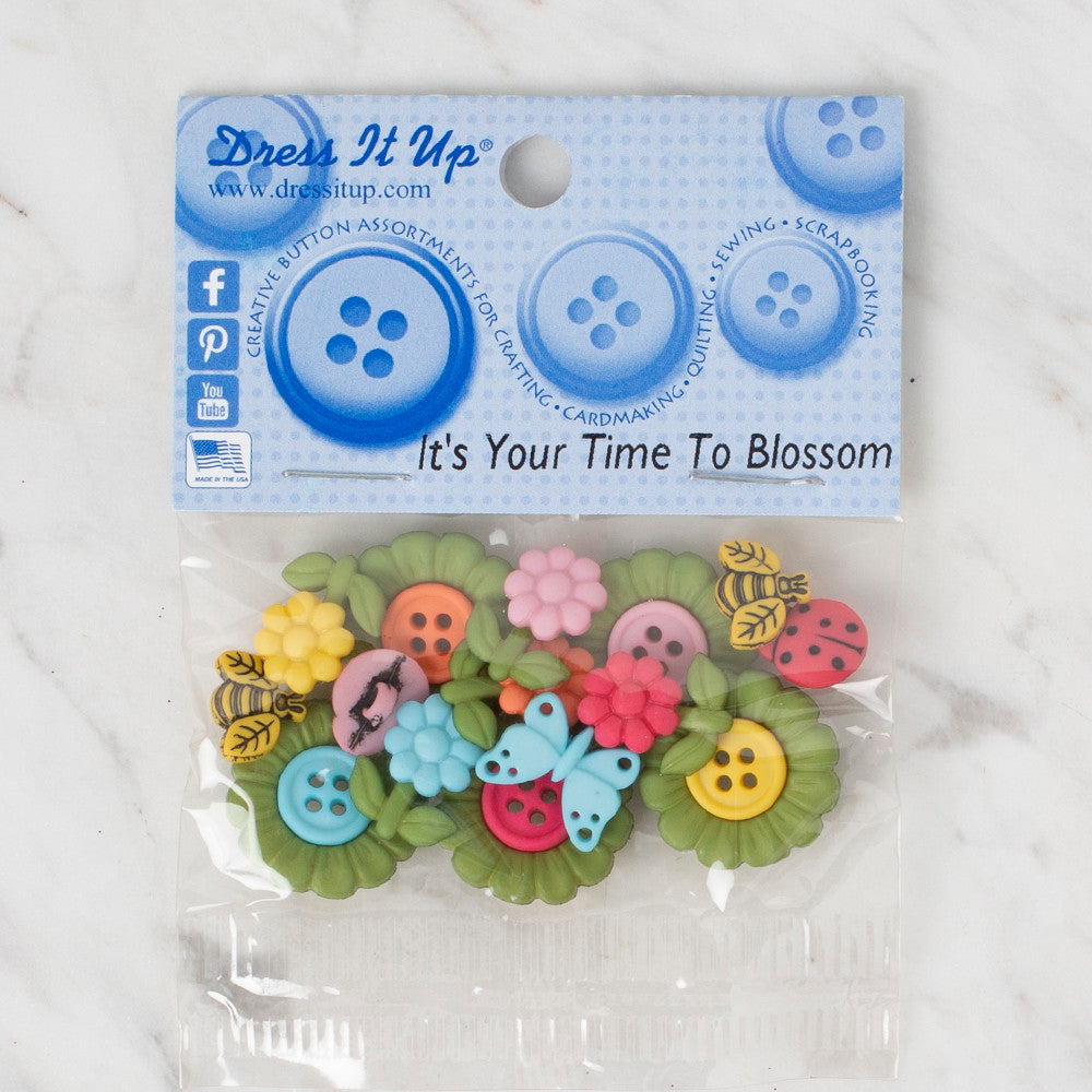 Dress It Up Creative Button Assortment, It's Your Time To Blossom