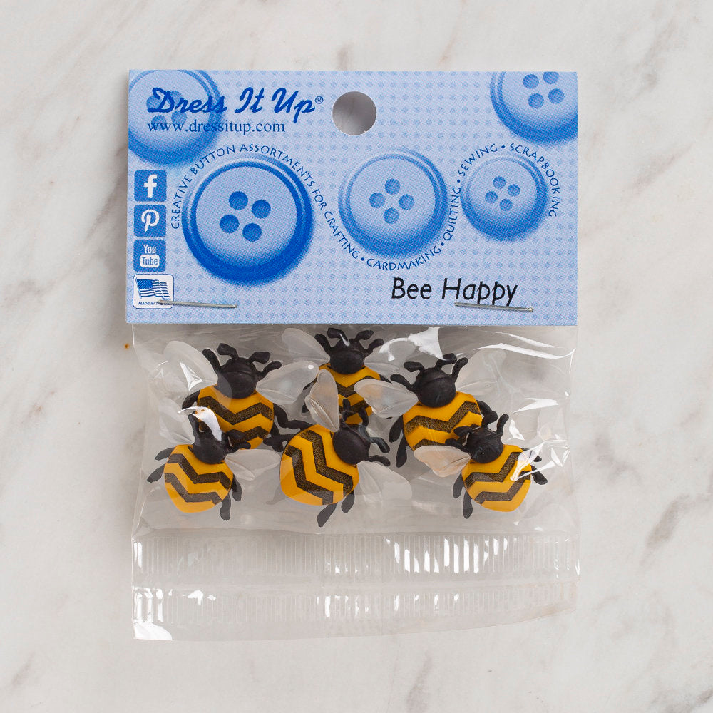 Dress It Up Creative Button Assortment, Bee Happy - 9382